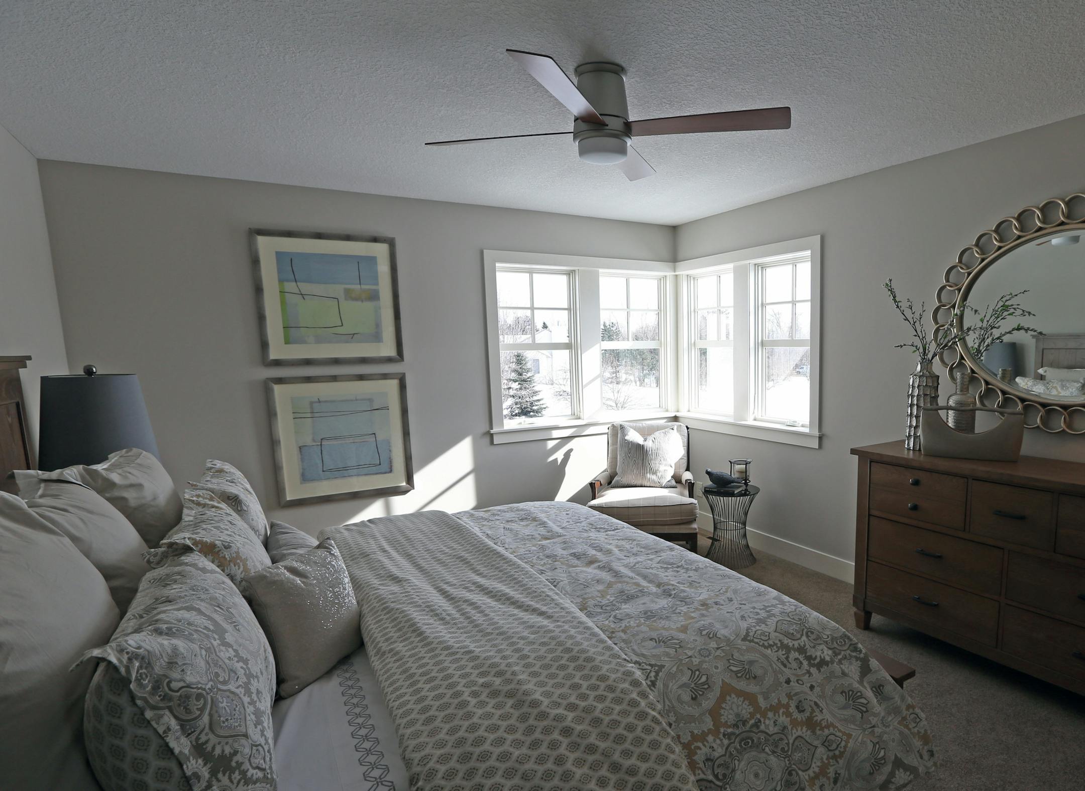 Parade of Homes- Master bedroom at a modern farmhouse in Excelsior thats sustainable and designed by architects Maureen Bellows and Barry Pettit. It's a spec home on the parade.] Bruce Bisping/Star Tribune bbisping@startribune.com