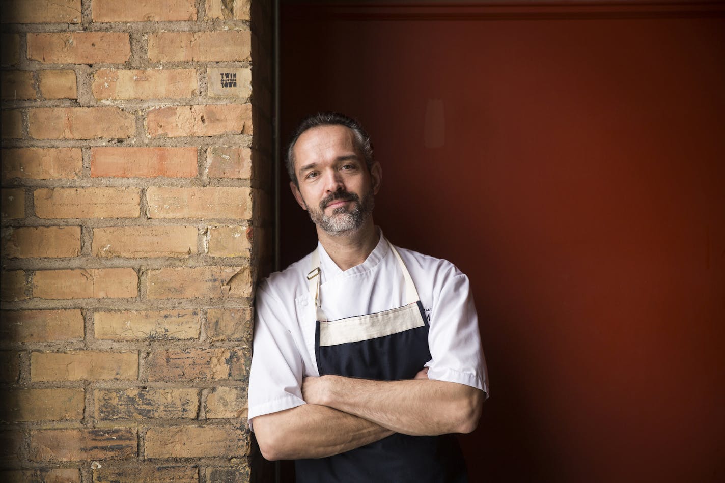 Restaurant Alma chef Alex Roberts poses for a photo inside his new expansion space next door to Restaurant Alma in Minneapolis.