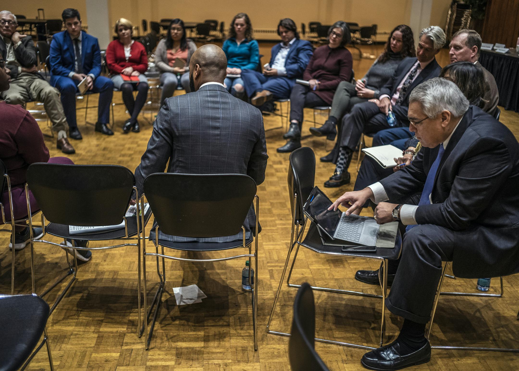 Search consultant Alberto Pimentel listened to students' input about the next University of Minnesota President. He will summarize the students' input as to the ideal traits they seek in a candidate.] The U's Presidential Search Advisory Committee is hosting a listening session with students on the St. Paul campus to hear from them about the qualities they want to see in the university's next leader.Tsong-Taatarii@startribune.com