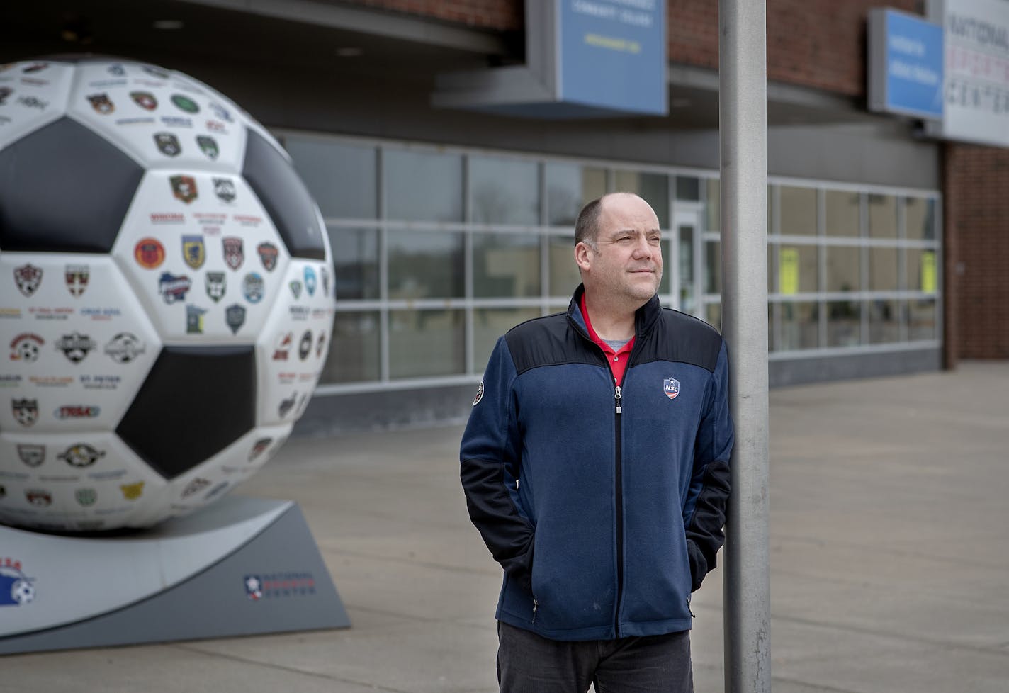 The National Sports Center Executive Director Todd Johnson stood outside the center which he has offered for medical use, Thursday, April 2, 2020 in Blaine, MN. Johnson offered this while construction of a new sports dome carries on as planned in anticipation of huge demands for indoor practice space after the outbreak. ] ELIZABETH FLORES &#x2022; liz.flores@startribune.com