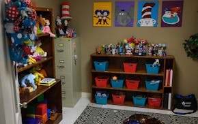 Stuffed animals and toys are available at the Family Service Clinical office in June 2022, in Uvalde, Tex., where teachers, students and others can ta