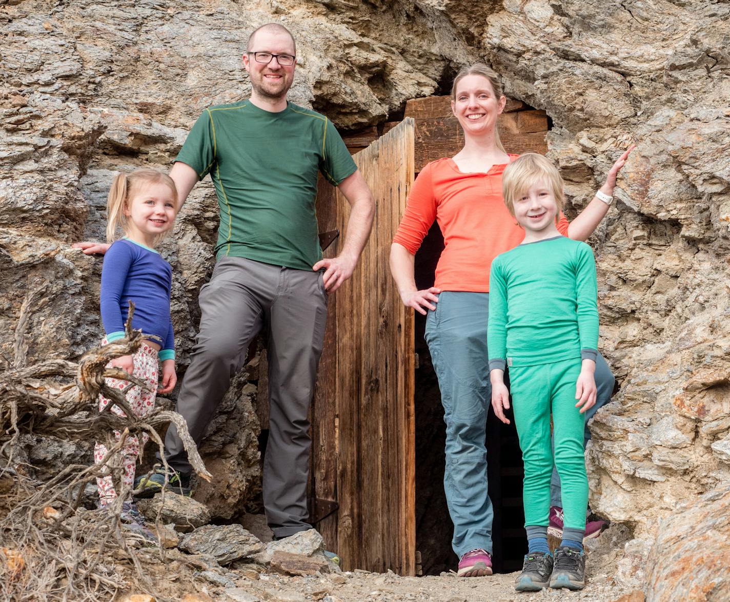 Bobby and Maura Marko, with their children, Rowan, 3, left, and Jack, 5. They are shown at the Keane Wonder Mine in Death Valley National Park in California.