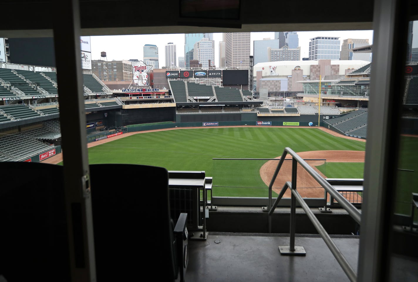 The Minnesota Ballkpark Authority is poised to change how it uses the publicly owned suite at Target Field given the uproar over the use of two publicly owned luxury suites during the inaugural season at U.S. Bank Stadium last year. A repurposed suite, including the wall-length Twins player mural, is the new in-game home and meeting space for the Ballpark Authority. ] Shari L. Gross &#xef; sgross@startribune.com Minnesota Ballpark Authority space inside Target Field, Minneapolis, Minn. on Wednes