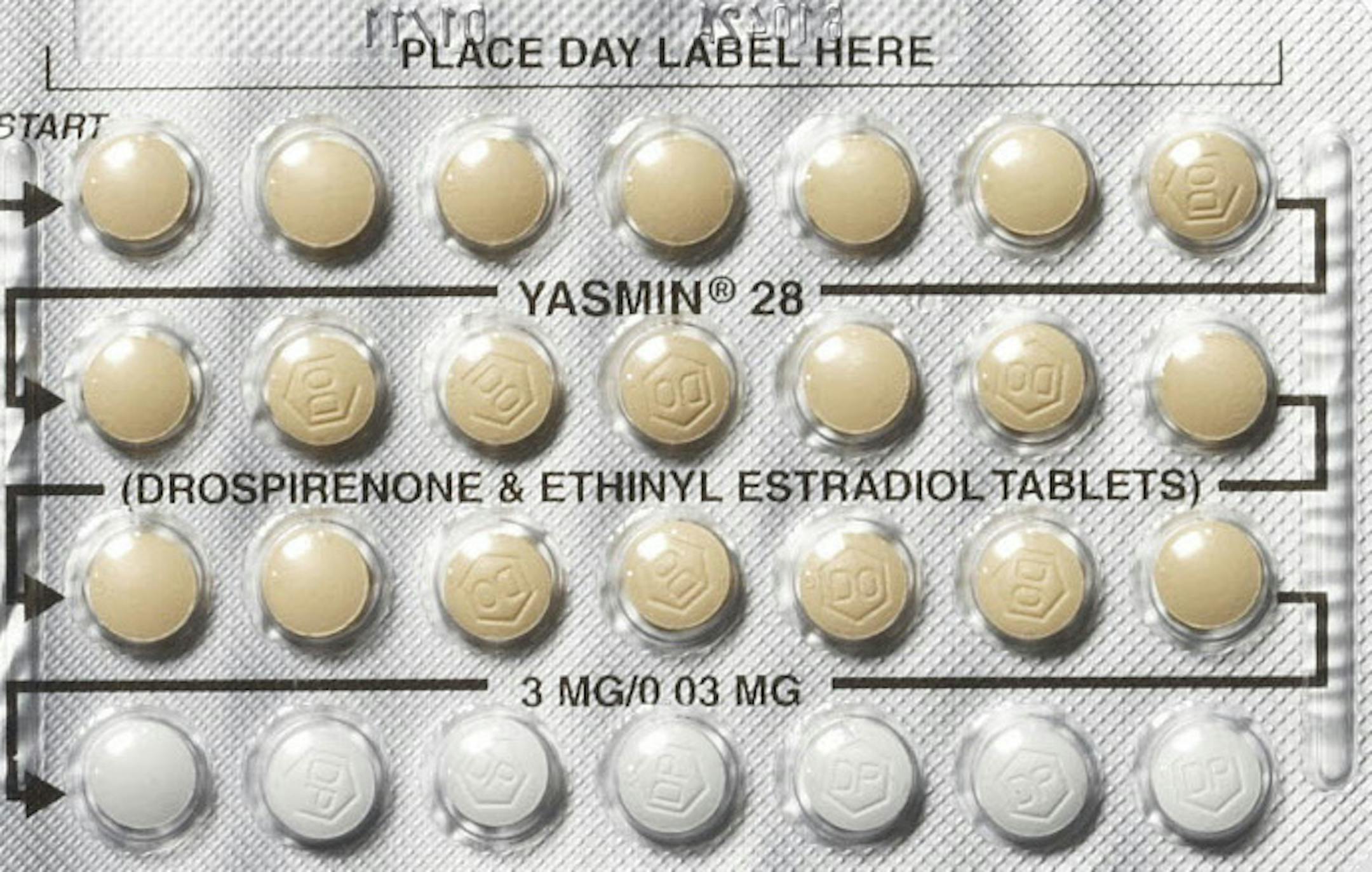 A package of estrogen/progestin birth control pills.