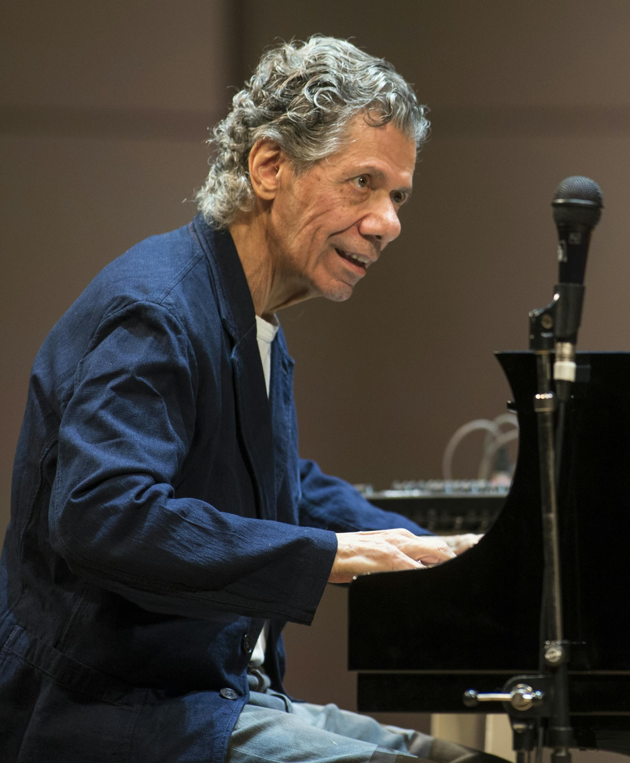 Chick Corea performs with Eddie Gomez and Brian Blade perform during their concert at the Tchaikovsky Concert Hall in Moscow, Russia, on Monday, May 15, 2017. (AP Photo/Alexander Zemlianichenko Jr.)