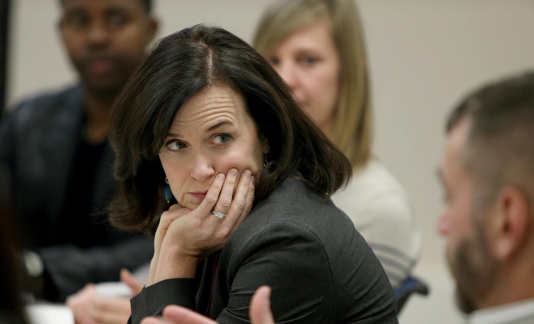 Betsy Hodges, the new mayor of Minneapolis, had her first official meeting with her staff, Friday, January 3, 2014 at City Hall in downtown Minneapolis, MN. (ELIZABETH FLORES/STAR TRIBUNE) ELIZABETH FLORES &#x2022; eflores@startribune.com