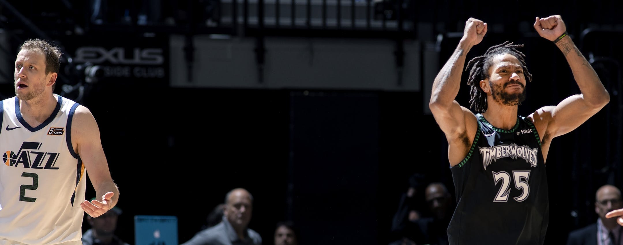 Derrick Rose reacted after a call in the third quarter.