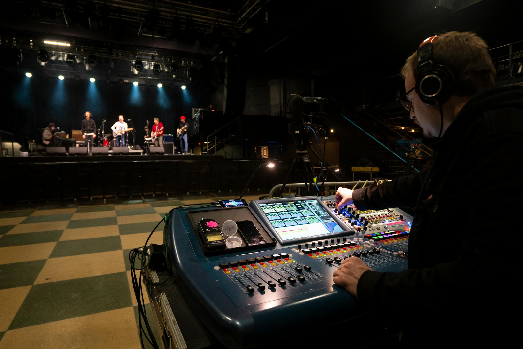 Alex Johnson operates the sound board with First Avenue's brand new sound system during soundcheck before the Ike Reilly Assassination's 20th annual Thanksgiving eve show in Minneapolis, Minn. on Wednesday, Nov. 22, 2023. This is the venue's first sound system overhaul in over a decade and the Ike Reilly Assassination will be the first to perform with them. ] Angelina Katsanis • angelina.katsanis@startribune.com