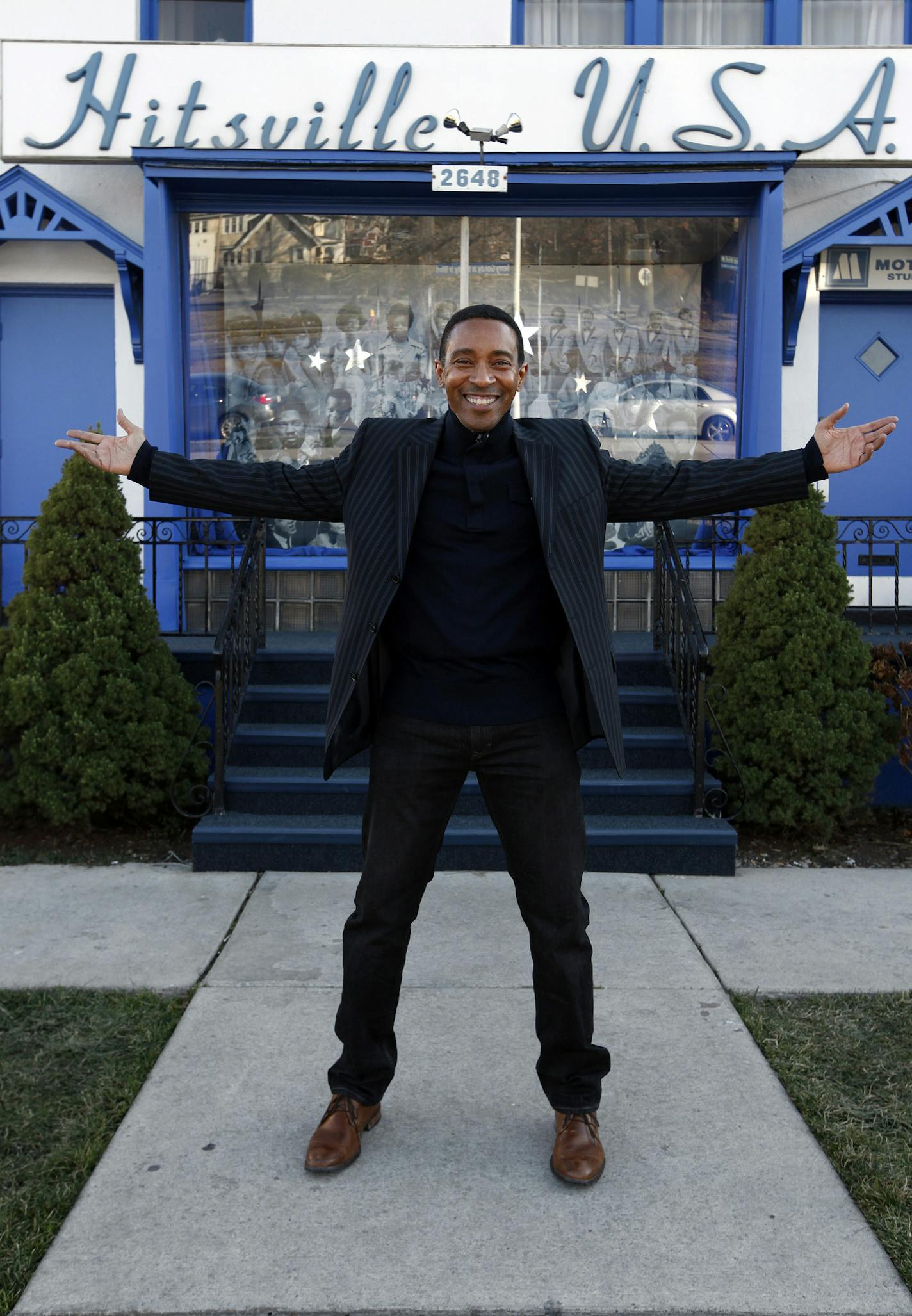 Charles Randolph Wright, director of "Motown: The Musical" poses for a photo outside the Motown Museum in Detroit, Tuesday, Nov. 27, 2012. "Motown: The Musical" begins its run of preview performances March 11 ahead of the official opening on April 14 at New York's Lunt-Fontanne Theatre. (AP Photo/Paul Sancya) ORG XMIT: MIPS102