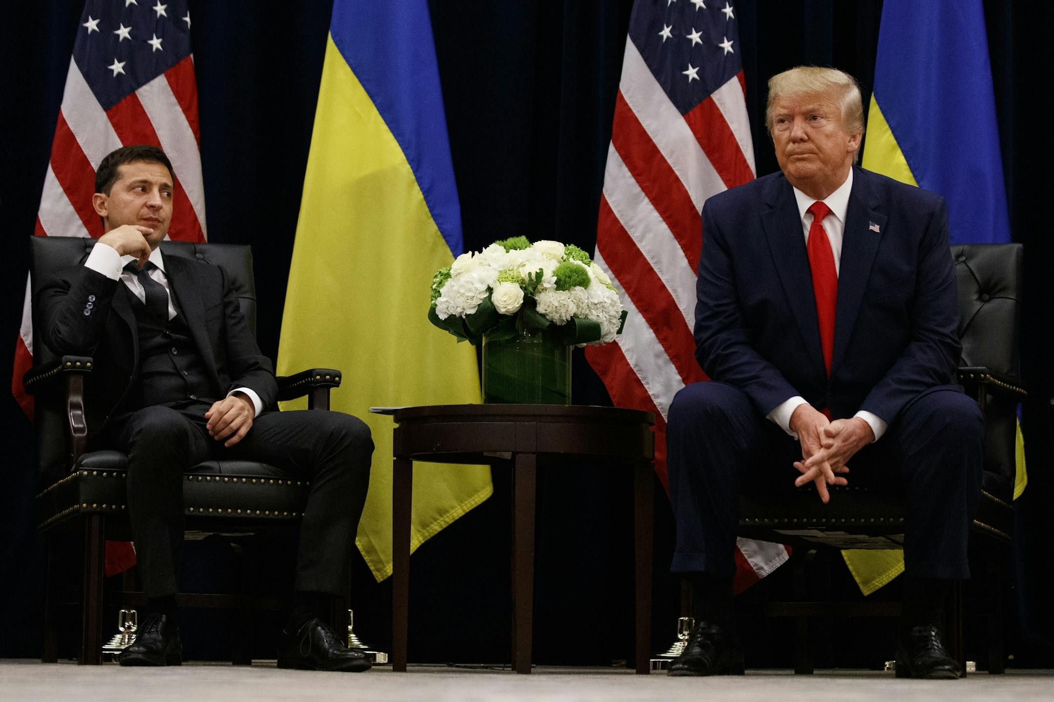 In September, President Donald Trump met with Ukrainian President Volodymyr Zelenskiy at the InterContinental Barclay New York hotel during the United Nations General Assembly, in New York.
