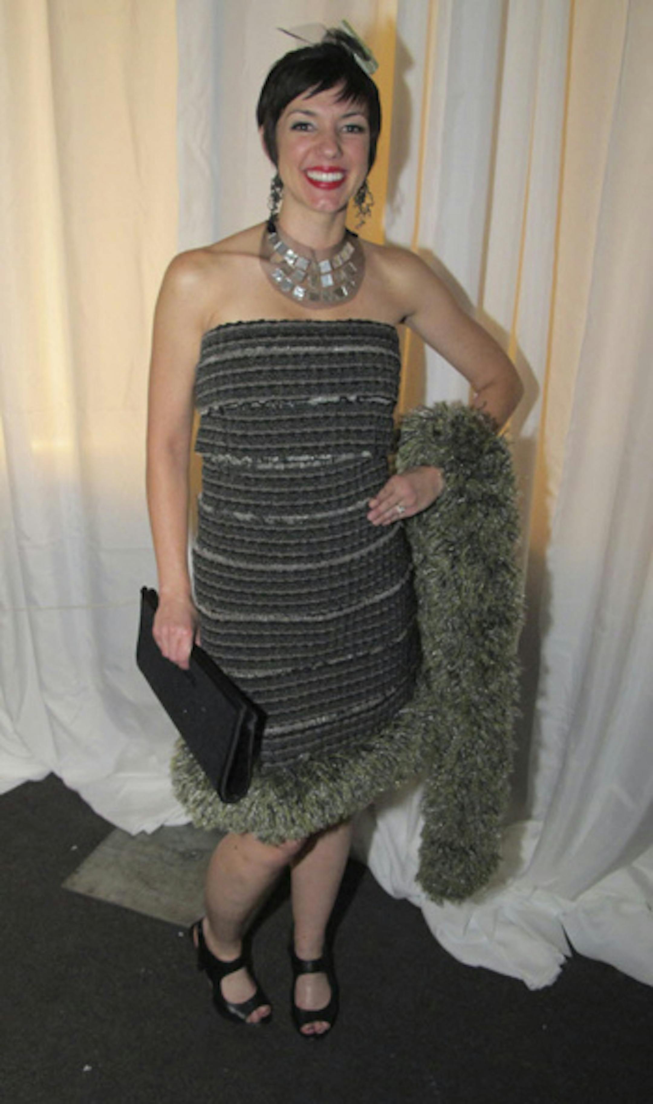 Megan Kennedy, RSP Architects, in a dress made of carpet.