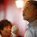 President Barack Obama enjoyed a scope of ice cream at the Grand Ole Creamery Thursday June 26, 2014 in St. Paul, MN. ] Jerry Holt Jerry.holt@startrib