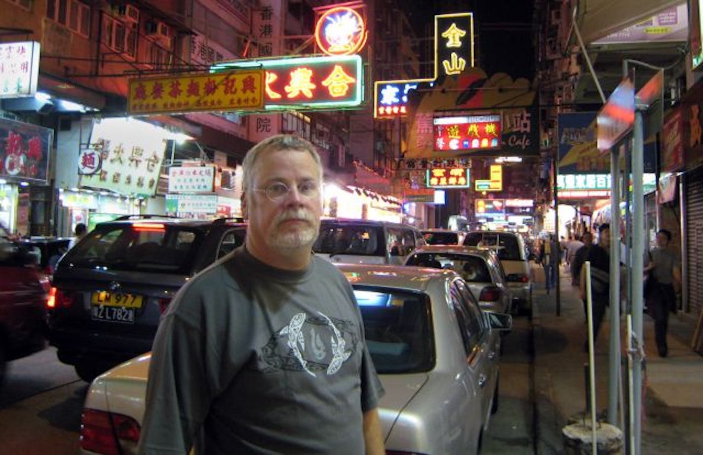 Author Michael Connelly on the streets of Hong Kong