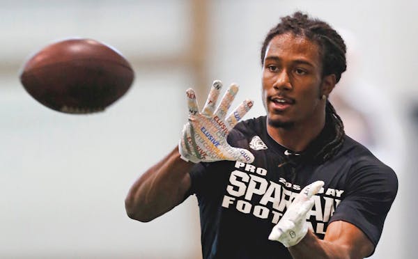 Cornerback Trae Waynes during Michigan State's NFL football pro day in March. The Vikings drafted Waynes in the first round, No. 11 overall.