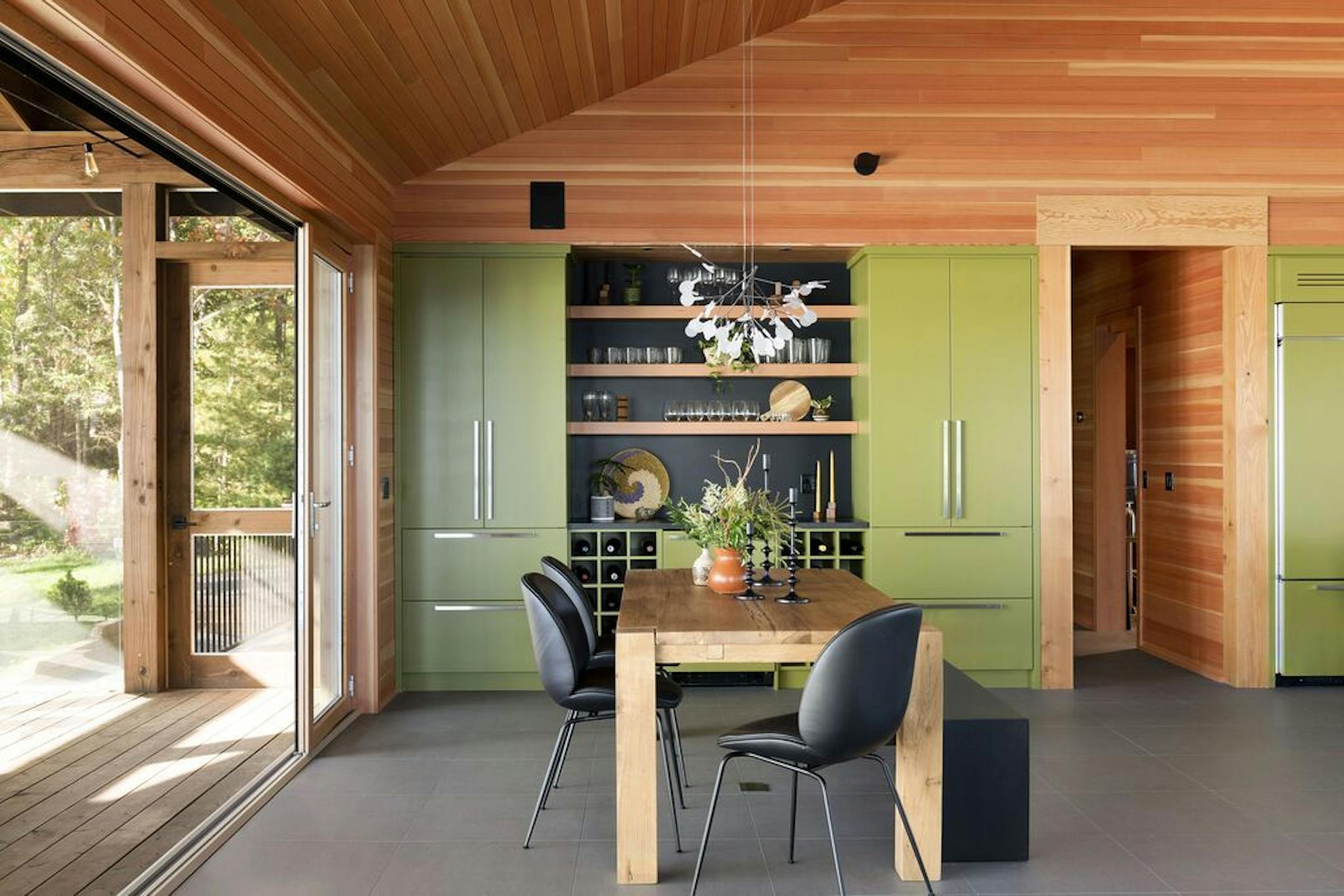 Indoor/outdoor spaces are integrated.
