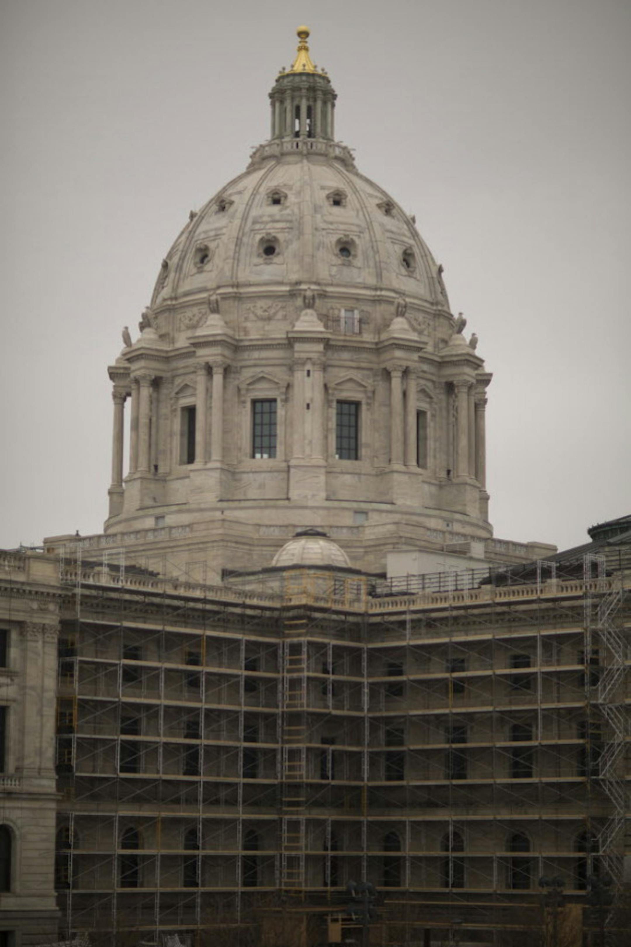 The Minnesota Capitol under construction this spring