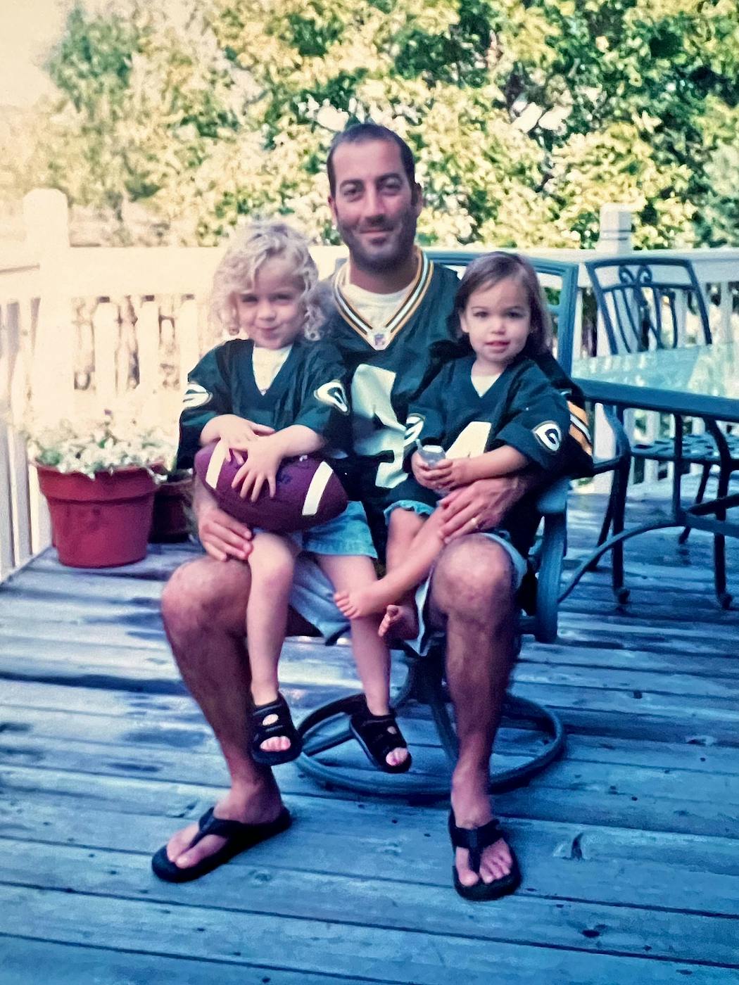 Paul Russo dressed his daughters, Olivia and Alexa, in matching Brett Favre jerseys when they were young.
