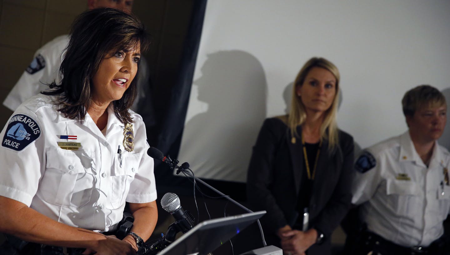 At the Emergency Operations Training Facility in North Minneapolis, Chief Harteau and members of the MPD presented facts of the Terrance Franklin case.]richard tsong-taatarii/rtsong-taataarii@startribune.com