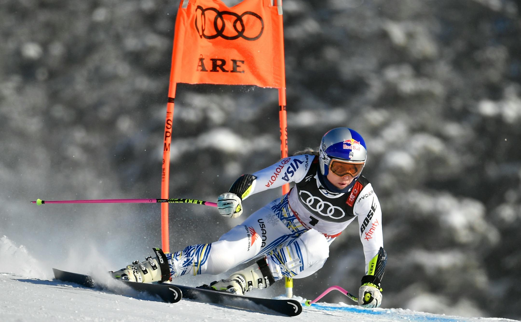Lindsey Vonn practiced during a women's downhill training session at the FIS Alpine World Ski Championships in Are, Sweden, on Monday.