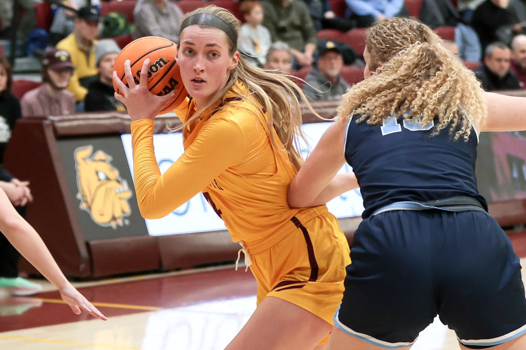 Brooke Olson is averaging 32 points per game and was named Division II women’s player of the year.