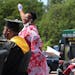 Dr. Debra Mitchell, who helped MC the event, signaled for cars in the parking lot to honk their horns to celebrate the graduated seniors from various 