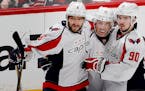 Alex Ovechkin, left, celebrated a goal he scored against the Wild on March 28, 2017, in St. Paul. Ovechkin has 17 of his 810 career goals in 19 games 
