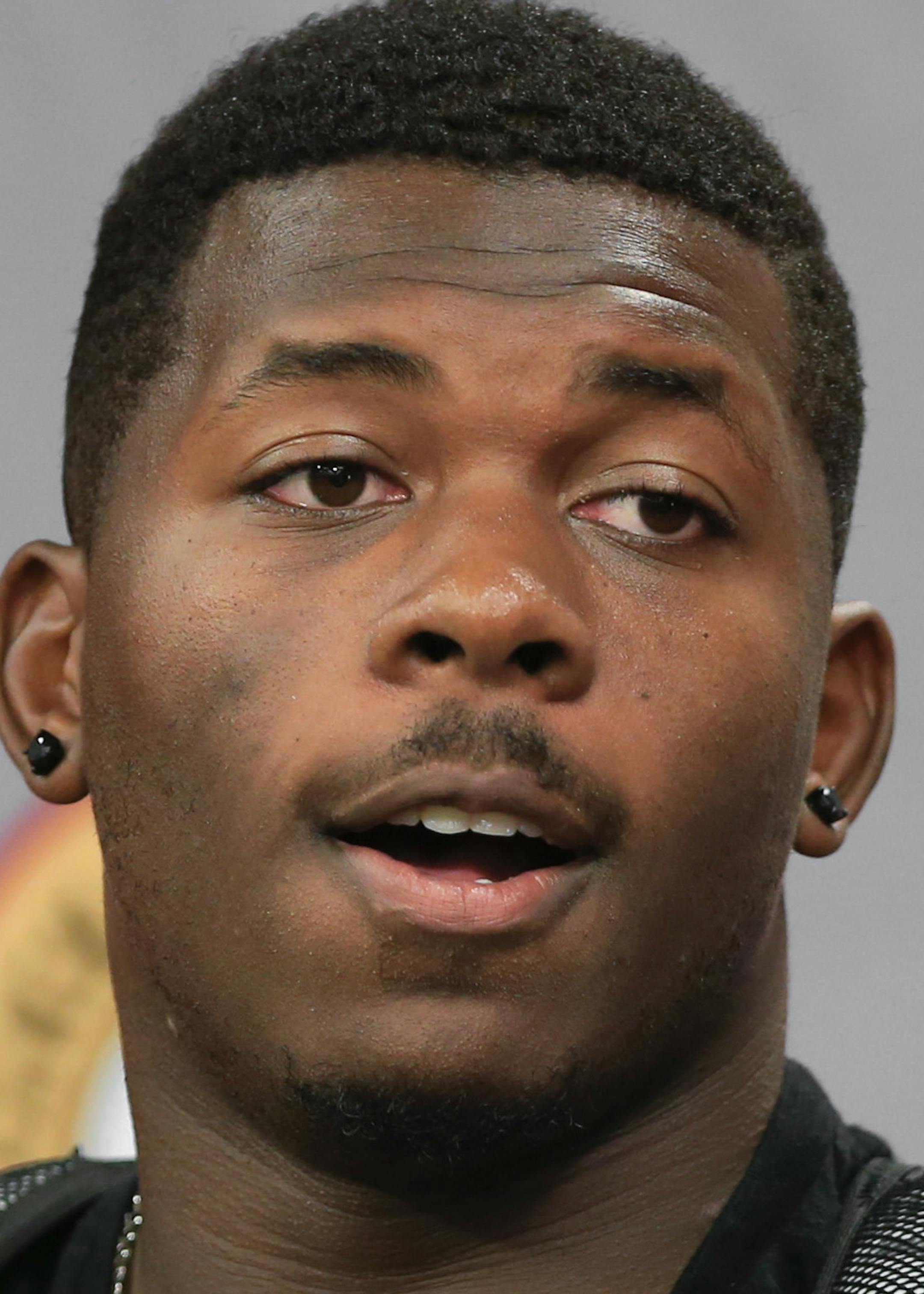 Nebraska NCAA college football quarterback Tommy Armstrong Jr. speaks during a news conference in Lincoln, Neb., Monday, Aug. 31, 2015, ahead of Saturday's season opener against Brigham Young. (AP Photo/Nati Harnik) ORG XMIT: NENH104