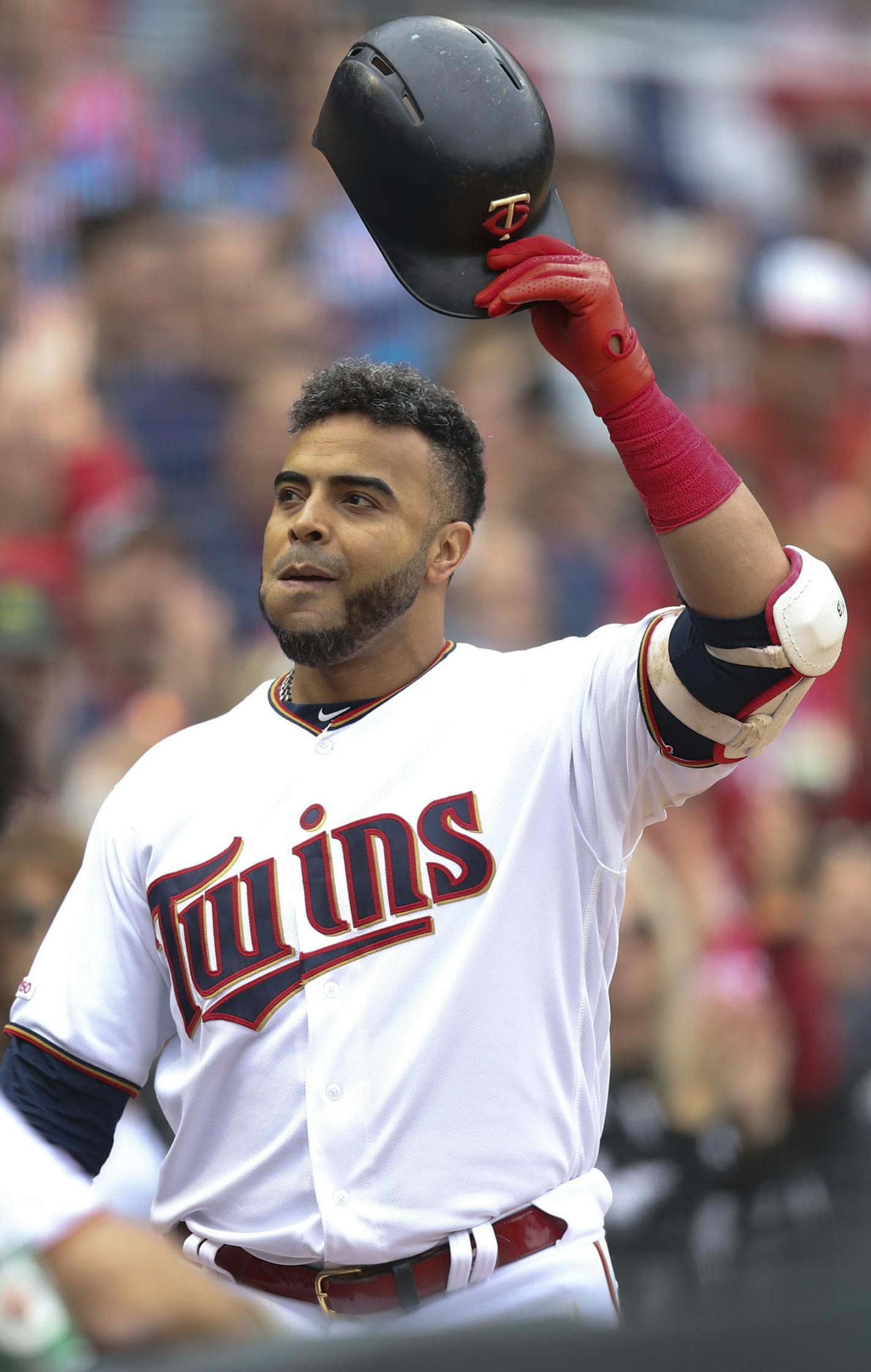 The Twins' Nelson Cruz acknowledged the cheering crowd as he celebrated his 40th home run of the season, and his 400th career homer, a 412 foot solo shot to right field in the fourth inning. ] JEFF WHEELER &#x2022; jeff.wheeler@startribune.com The Minnesota Twins played the Kansas City Royals in their final MLB home game of the regular season Sunday afternoon, September 22, 2019 at Target Field in Minneapolis.