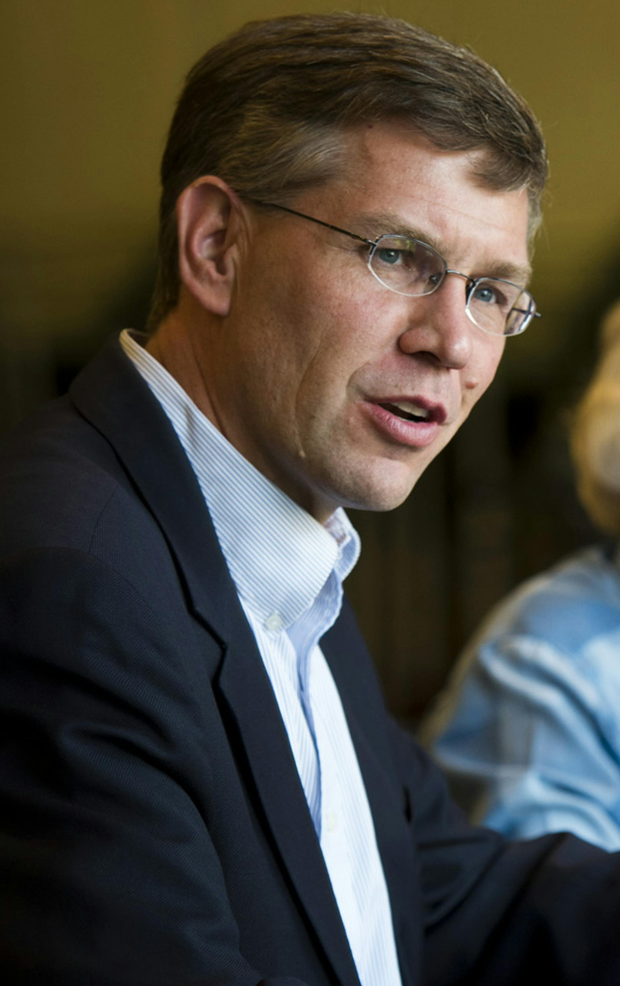 GOP candidate for U.S. Representative in Minn, District 3 Erik Paulsen spoke with seniors at a candidate meet and greet, Friday, October 5, 2012, at Friendship Village in Bloomington ] GLEN STUBBE * gstubbe@startribune.com ORG XMIT: MIN1210081152132540