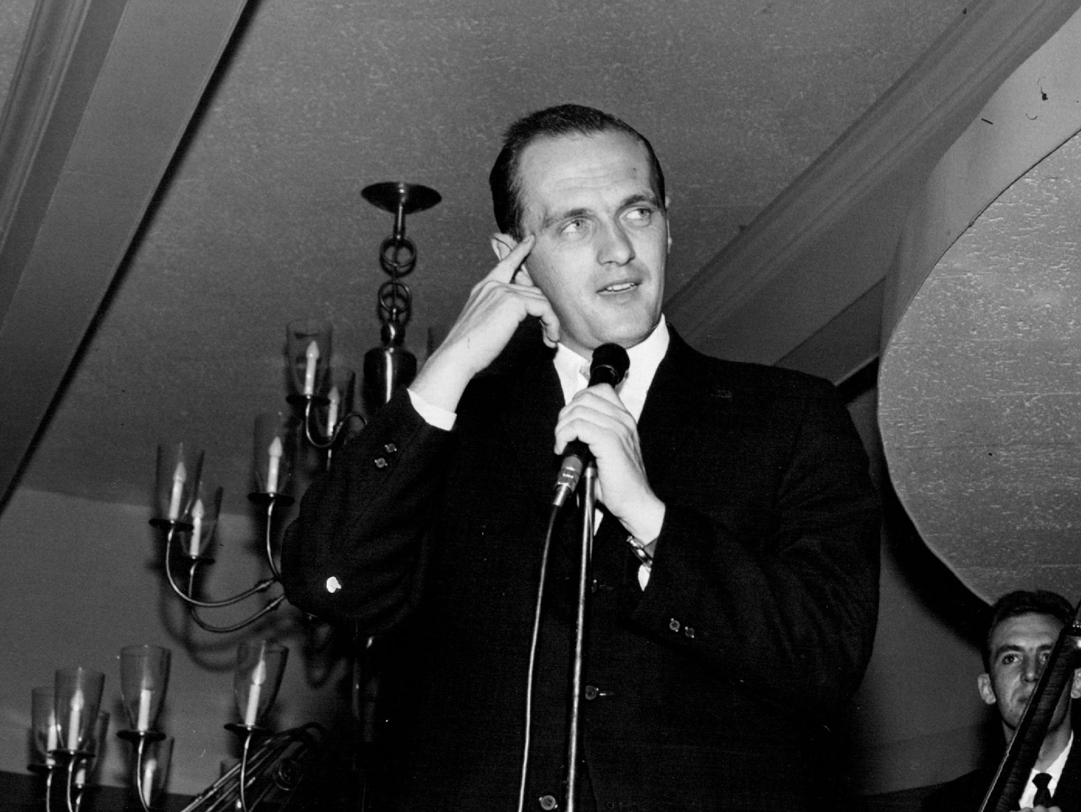 Bob Newhart in 1960, performing at Freddie's Cafe in Minneapolis. He'll bring the laughs to the Orpheum on Friday as part of the Minneapolis Comedy Festival.