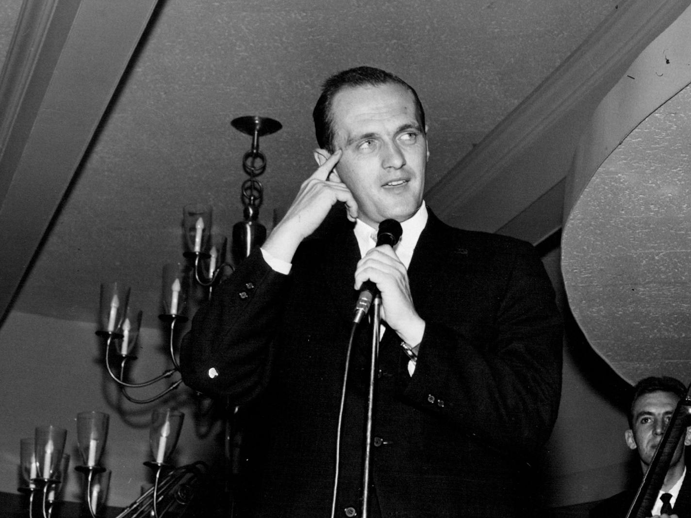 Bob Newhart in 1960, performing at Freddie's Cafe in Minneapolis. He'll bring the laughs to the Orpheum on Friday as part of the Minneapolis Comedy Festival.