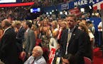 Minnesota House Speaker Kurt Daudt and other members of the state's delegation to the Republican National Convention during Donald Trump's speech Thur