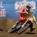 Ryan Dungey heads to a first-place finish during the first 450cc moto at the Redbull Redbud National Pro Motocross at Redbud MX in Buchanan, Mich., Sa