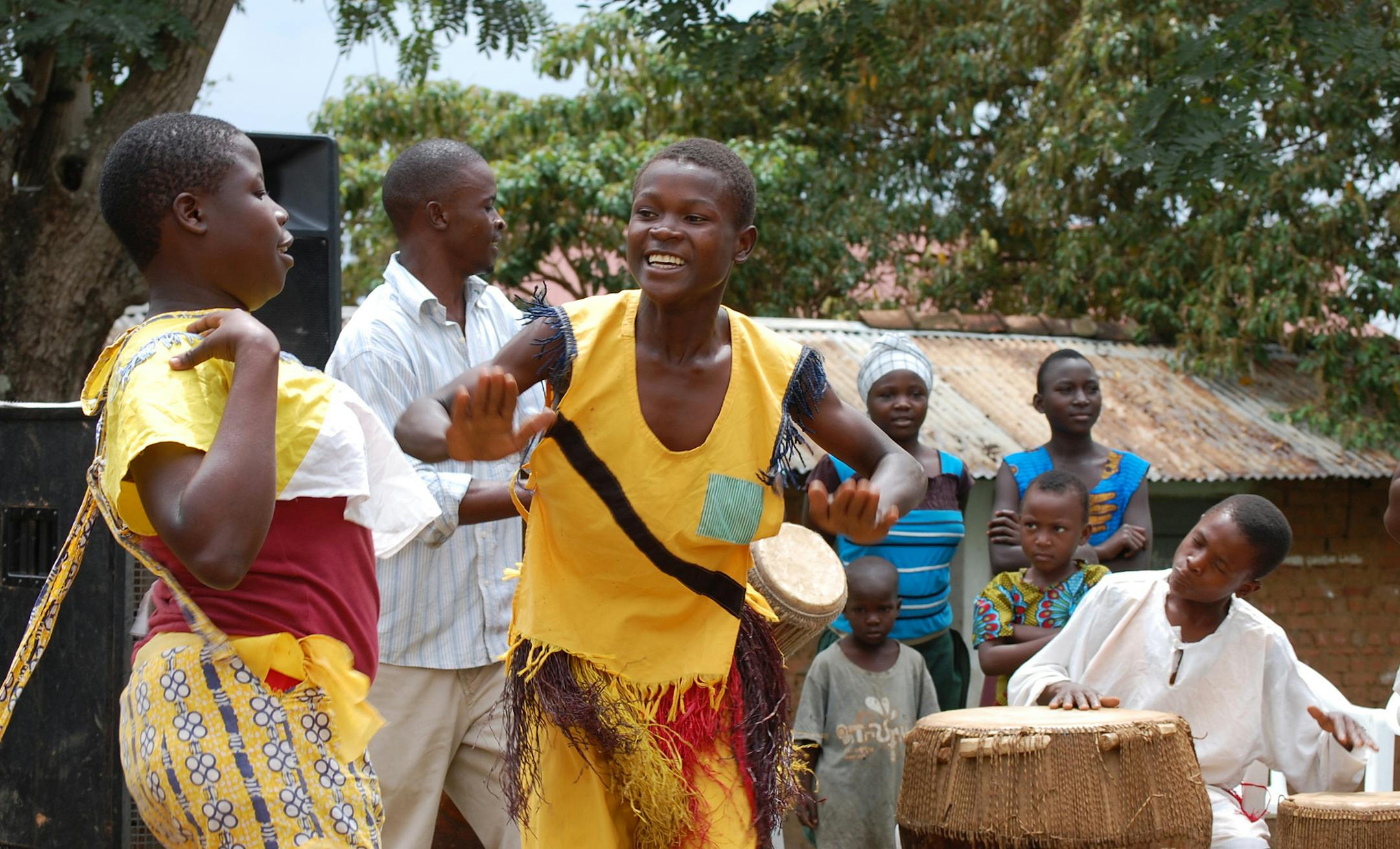 1. members of the Hope Troupe Uganda, a musical and dance group of orphans, performed traditional music in the Jewish village of Nabugoye (photo by Zac Brown) ugandatr032413