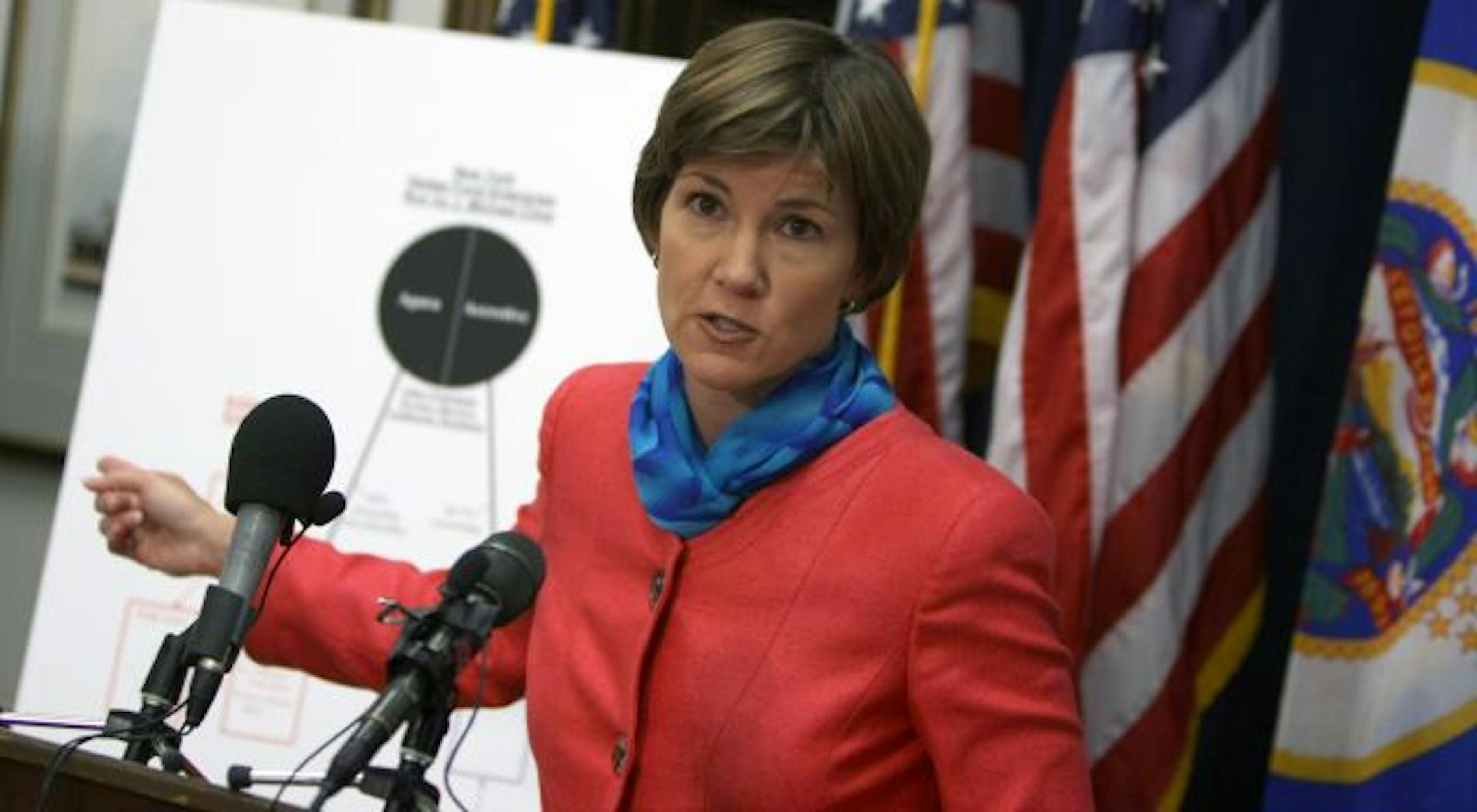 (left to right) Minnesota Attorney General Lori Swanson announced she filed a lawsuit against the National Arbitration Forum of Minnesota, the largest arbitration company in the country for consumer credit disputes.