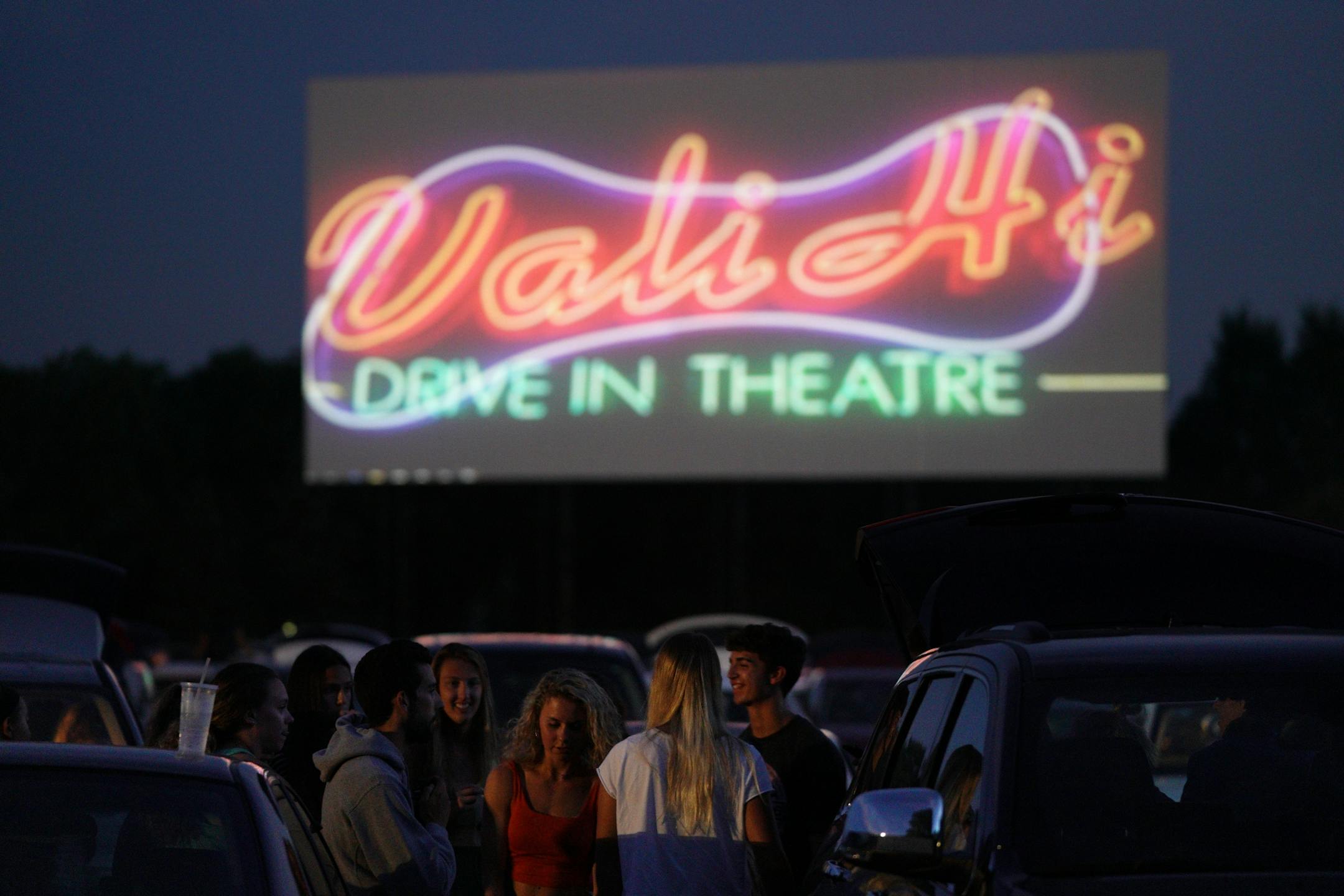 Teens stood together as they waited for the start of Friday night's show.