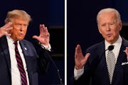 President Donald Trump, left, and former Vice President Joe Biden during the first presidential debate at Case Western University and Cleveland Clinic