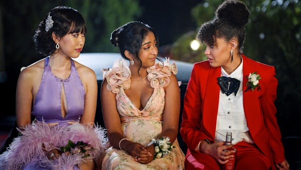 From left, Ramona Young, Maitreyi Ramakrishnan and Lee Rodriguez in “Never Have I Ever.”