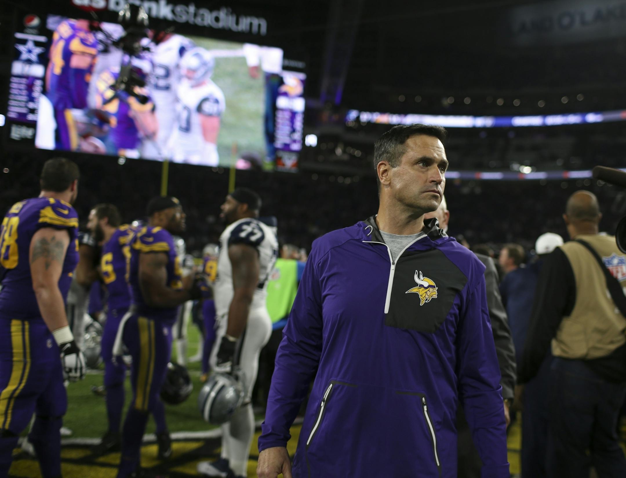Vikings interim head coach Mike Priefer after the Vikings loss to Dallas Thursday night.
