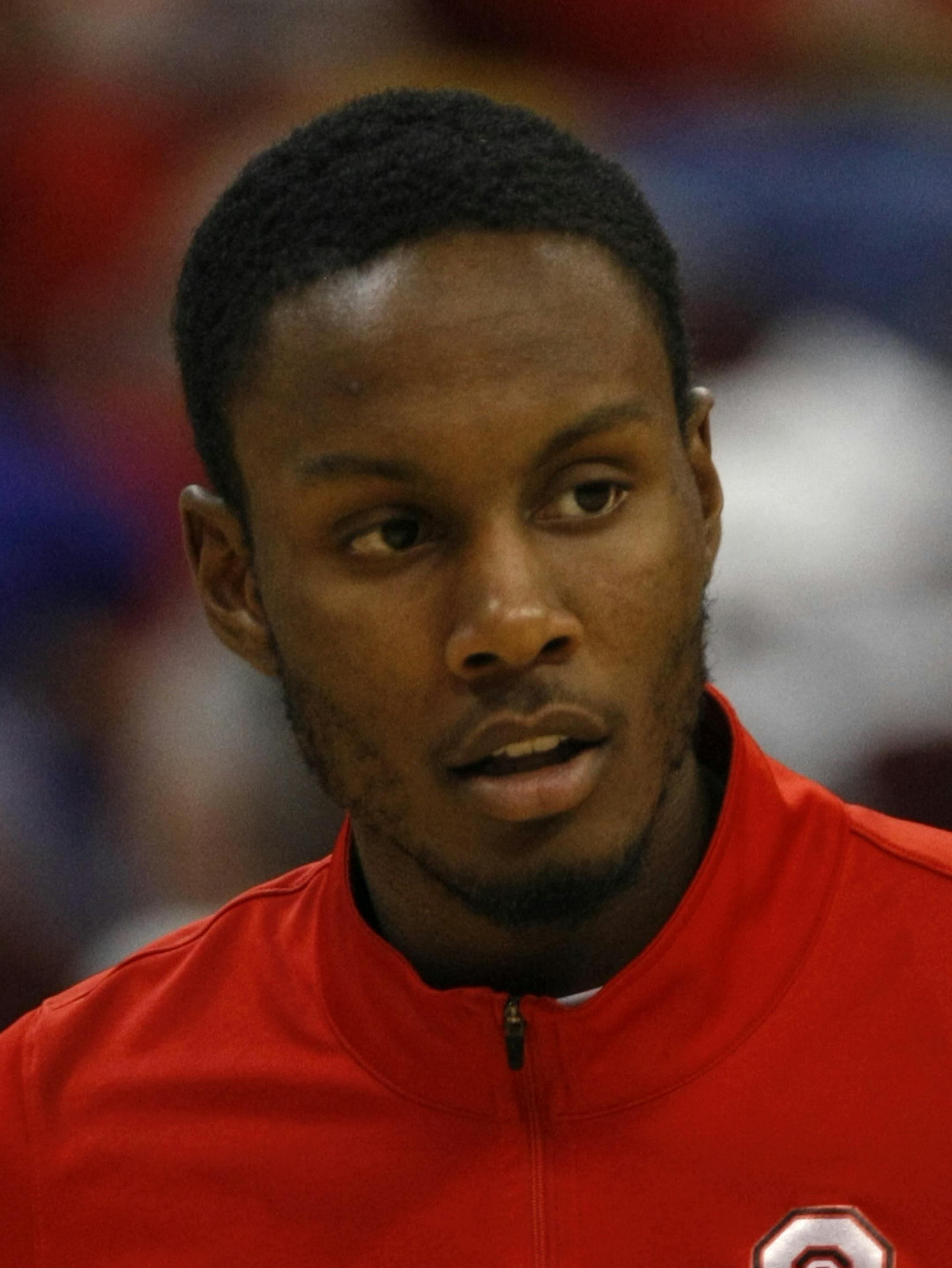 Ohio State's Sam Thompson is seen before the start of an NCAA college basketball game against Illinois in Columbus, Ohio, Thursday, Jan. 23, 2014. ( AP Photo/Paul Vernon) ORG XMIT: ohpvotk4