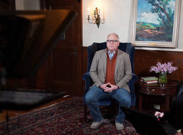 Minnesota Gov. Tim Walz prepared to deliver his State of the State address over YouTube from his residence.