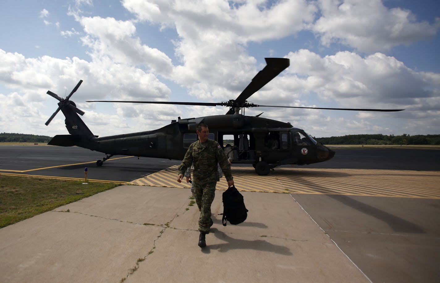 A Blackhawk helicopter at Camp Ripley.