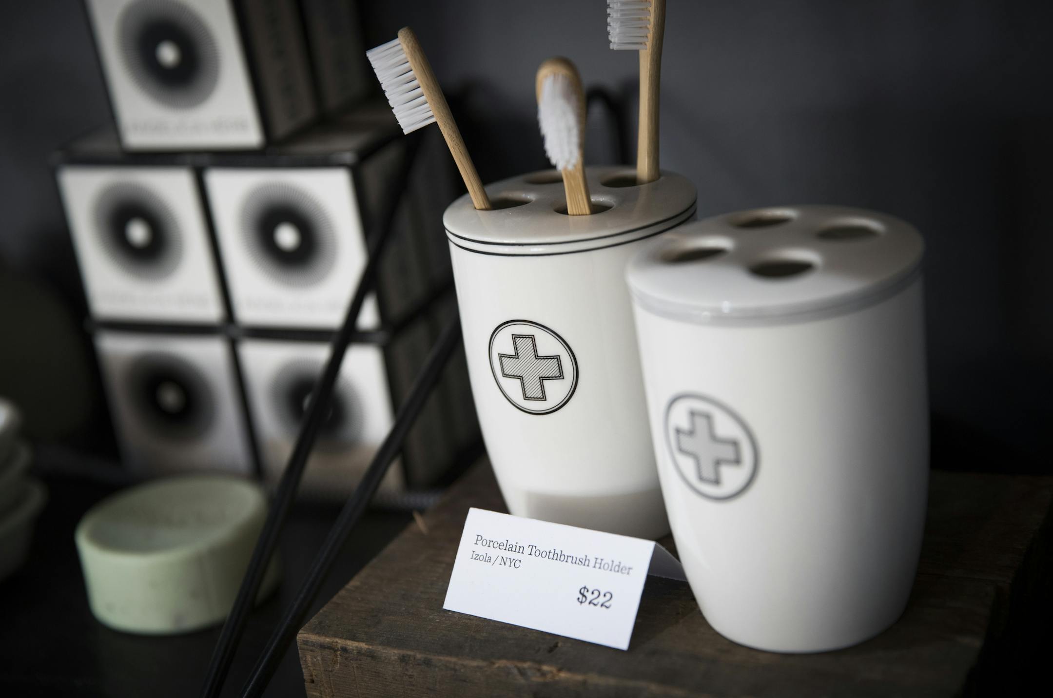 A toothbrush holder in the soaps and toiletries secetion at Pharmacie, photographed on October 10, 2016, in Minneapolis, Minn. ] RENEE JONES SCHNEIDER • renee.jones@startribune.com