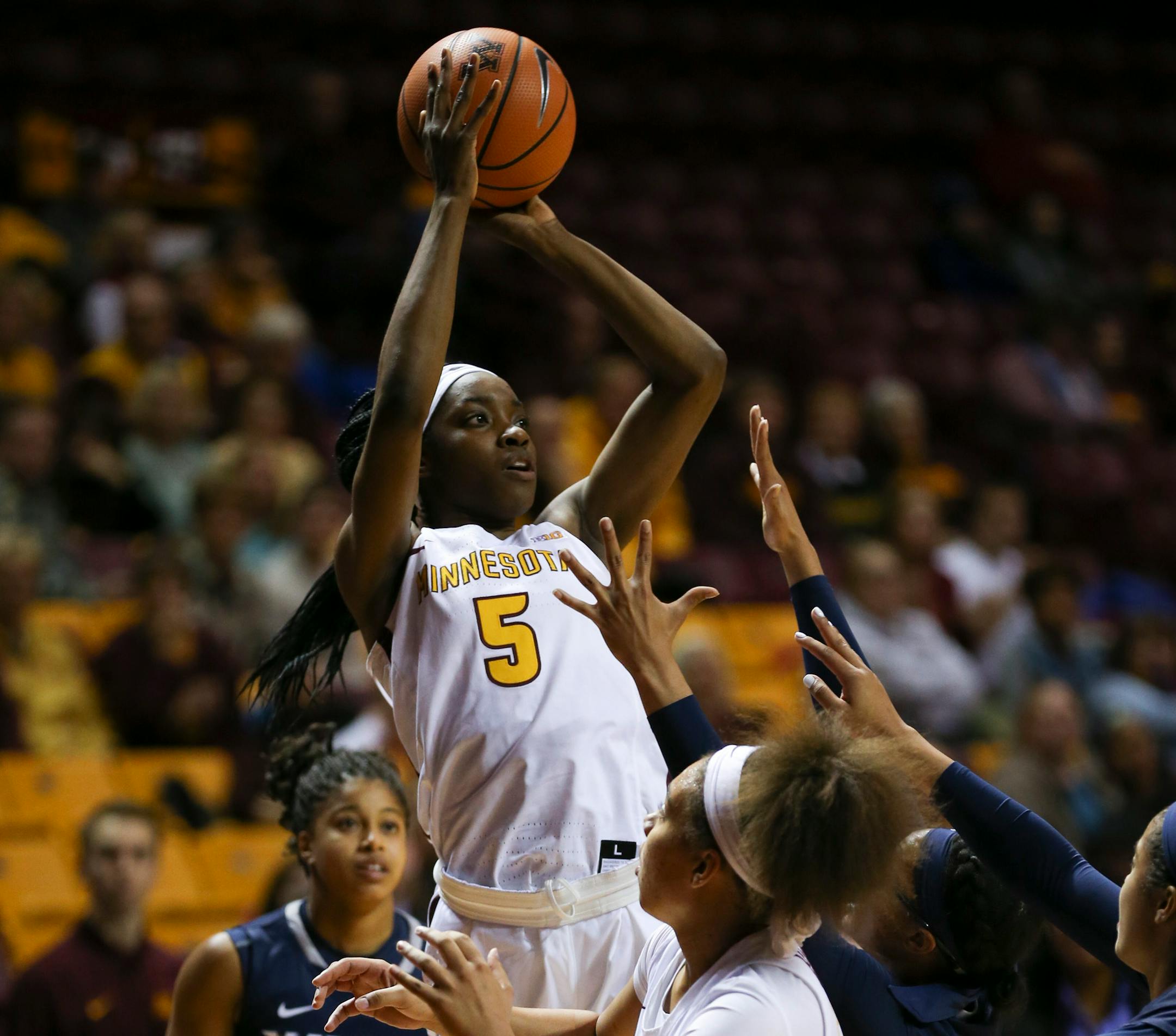 Gophers forward Taiye Bello, last month vs. Xavier.