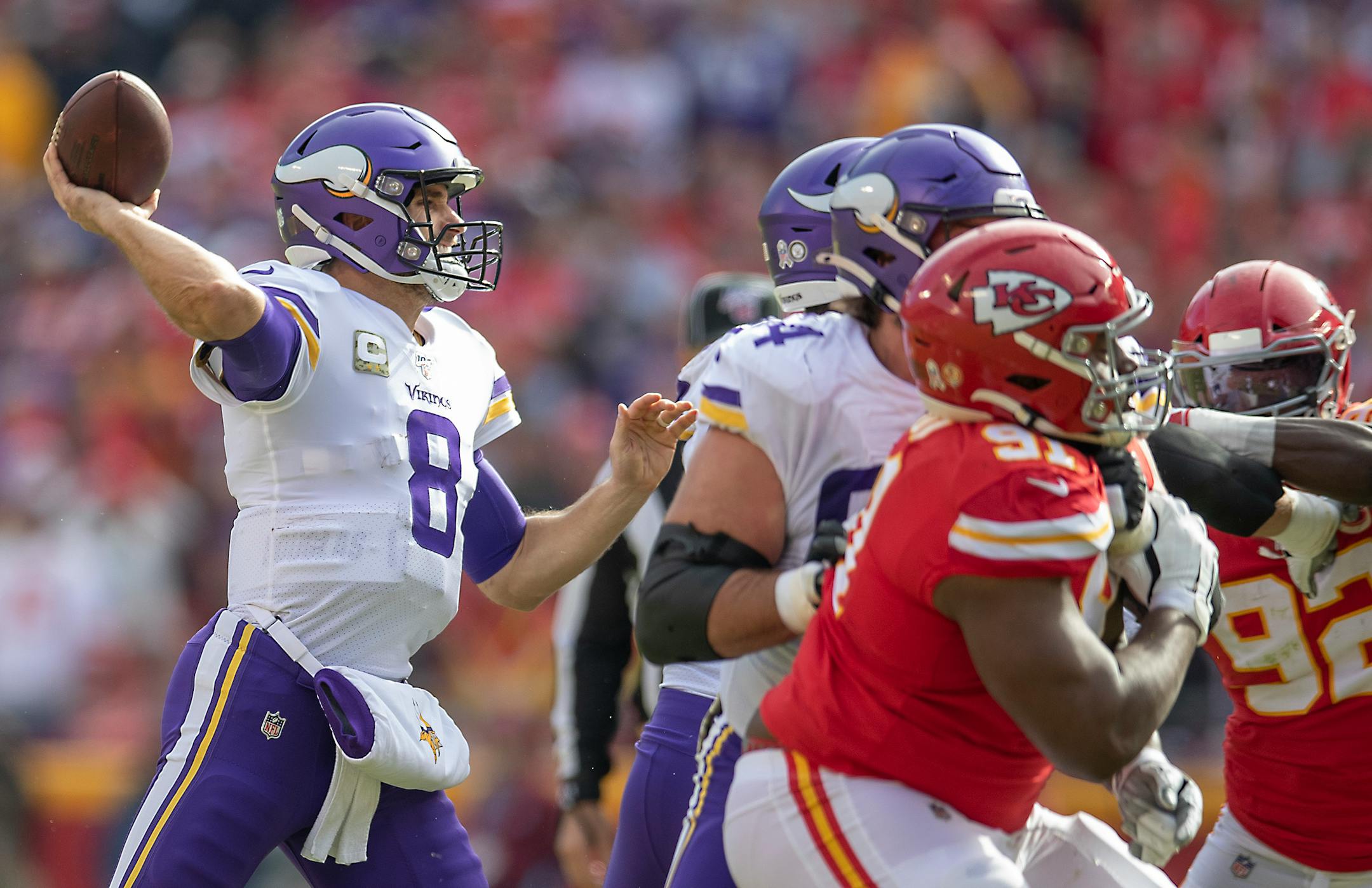 Kirk Cousins' 50% completion rate Sunday against the Chiefs was his second-worst of the season.