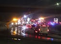 Westbound I-694 was closed early Thursday morning, Jan. 23, 2020, because of a multiple vehicle crash near I-35E in Vadnais Heights, Minn.
