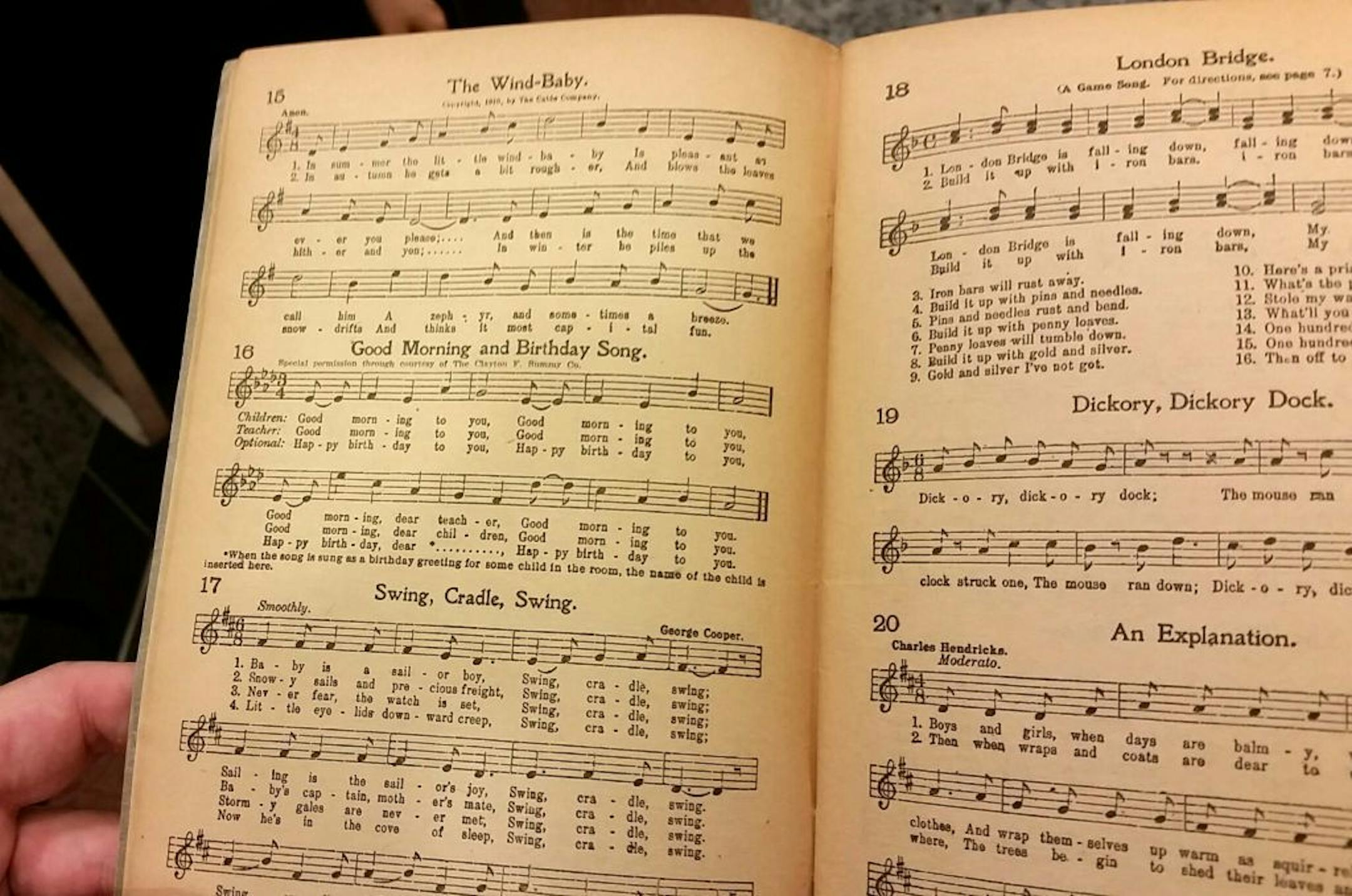 A 1922 copy of "The Everyday Song Book," containing lyrics to "Happy Birthday" is part of litigation to free the often-used song from copyright claims because it was published in 1922, without copyright notice, before it was registered with the copyright office in 1935.