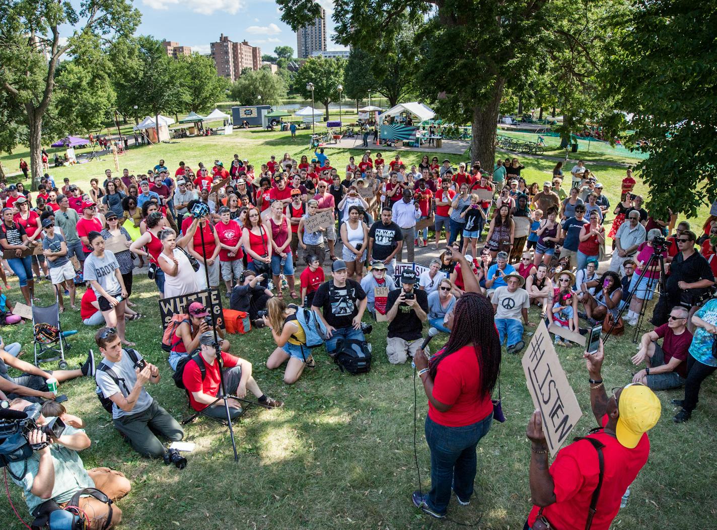 Nekima Levy-Pounds spoke at a Black Lives Matter rally in Loring Park. ] GLEN STUBBE * gstubbe@startribune.com Saturday, July 9, 2016 Black Lives Matter rally in Loring Park