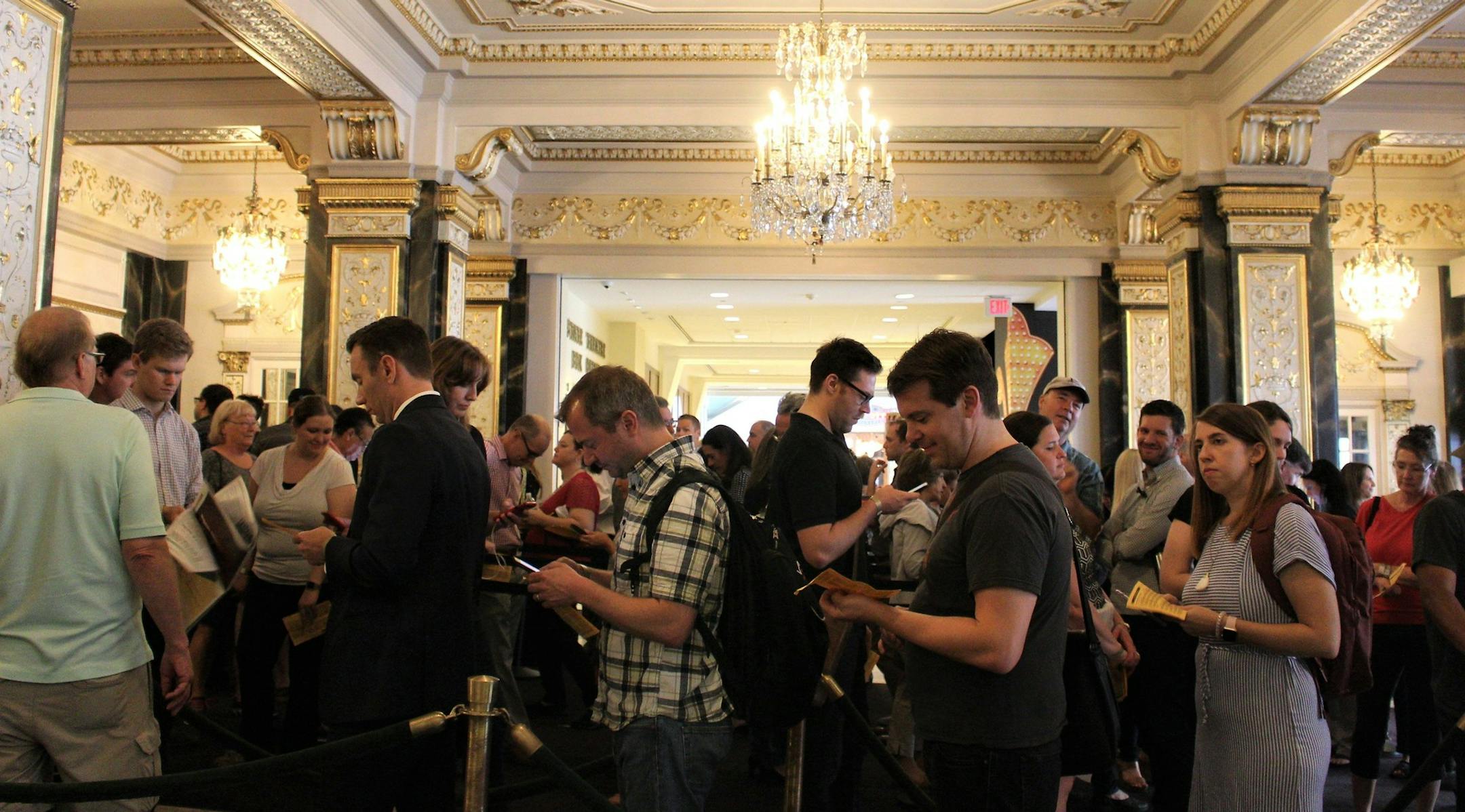 Fans packed the State Theatre box office to get tickets for "Hamilton." (Madeline Happold)