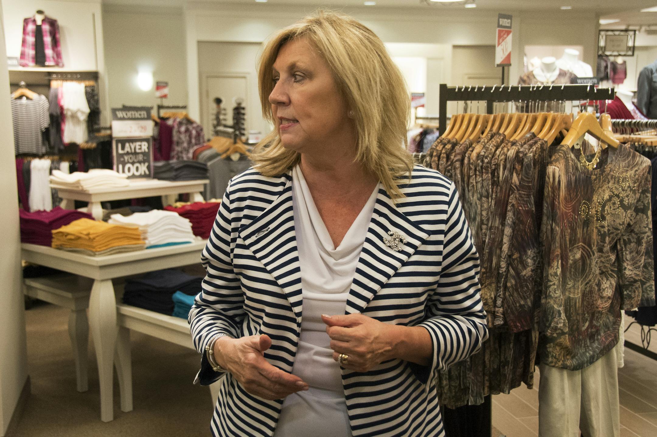 Christopher & Banks CEO LuAnn Via looking around a Christopher & Banks store at the Mall of America. ] Christopher & Banks CEO LuAnn Via shows us around the retailer's newly-redesigned Mall of America store. The retailer, which is still in the midst of a turnaround, is putting all of its brands under one roof, including its plus-sizes. 237660 Christopher 20035789A (DAVID BREWSTER/STAR TRIBUNE)